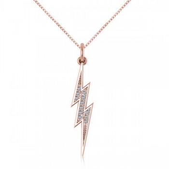 Diamond Accented Lightning Bolt Pendant Necklace in 14k Rose Gold (0.06ct)
