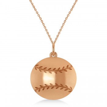 Baseball Charm Men's Pendant Necklace 14K Rose Gold