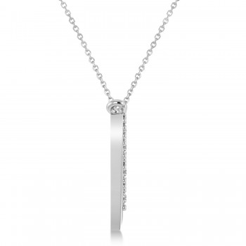Diamond Pave Elongated Heart Pendant Necklace 14k White Gold (0.57ct)
