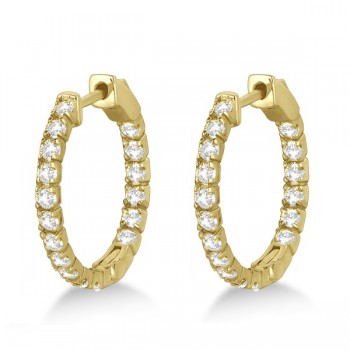 Fancy Small Round Diamond Hoop Earrings 14k Yellow Gold (1.00ct)