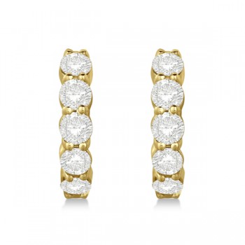 Hinged Hoop Diamond Huggie Style Earrings 14k Yellow Gold (2.00ct)