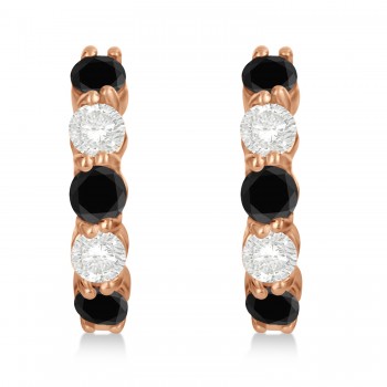 Prong Set Black & White Diamond Hoop Earrings 14k Rose Gold (1.94ct)