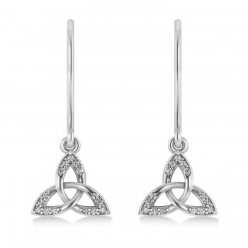 Diamond Celtic Knot Dangle Earrings 14k White Gold (0.15ct)