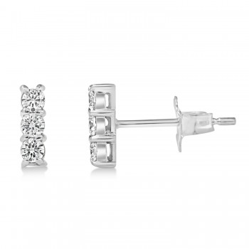 Diamond Three-Stone Bar Earrings 14k White Gold (0.25ct)