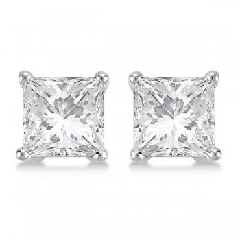 1.00ct. Princess Diamond Stud Earrings 18kt White Gold (H, SI1-SI2)