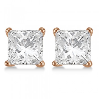 1.50ct. Princess Diamond Stud Earrings 14kt Rose Gold (G-H, VS2-SI1)