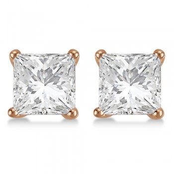 1.50ct. Martini Princess Diamond Stud Earrings 14kt Rose Gold (G-H, VS2-SI1)