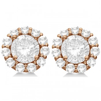 1.50ct. Halo Diamond Stud Earrings 14kt Rose Gold (G-H, VS2-SI1)
