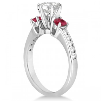 Three-Stone Ruby & Diamond Engagement Ring Platinum (0.60ct)