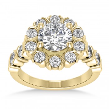 Diamond Petal Styled Engagement Ring 14k Yellow Gold (1.00ct)