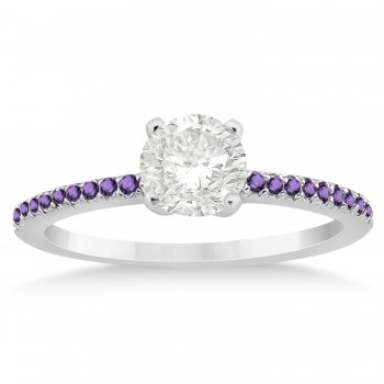 Amethyst Accented Bridal Set Setting 14k White Gold (0.39ct)