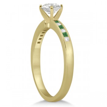 Princess Cut Diamond & Emerald Engagement Ring 18k Yellow Gold (0.20ct)