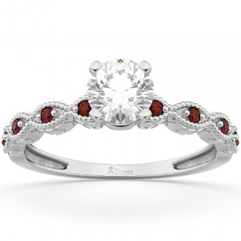 Vintage Diamond & Garnet Engagement Ring Platinum 1.50ct