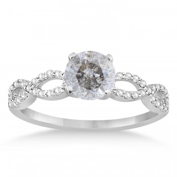 Twisted Infinity Round Salt & Pepper Diamond Engagement Ring Platinum (1.00ct)