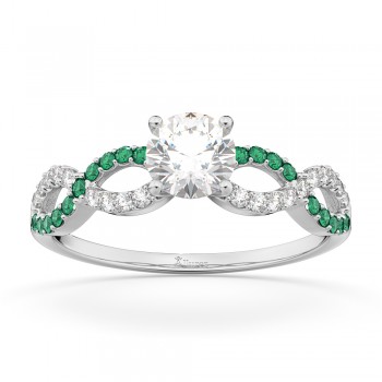 Infinity Diamond & Emerald Gemstone Engagement Ring Platinum (0.21ct)