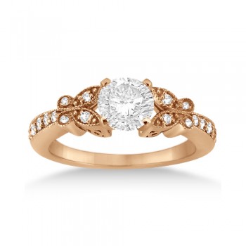 Butterfly Diamond Engagement Ring Setting 18k Rose Gold (0.20ct)