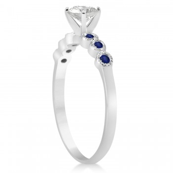 Blue Sapphire Bezel Set Engagement Ring Setting Platinum 0.09ct