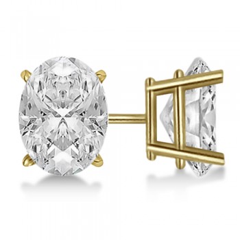 1.00ct. Oval-Cut Diamond Stud Earrings 14kt Yellow Gold (H, SI1-SI2)