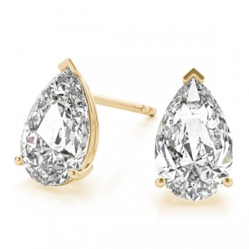 0.50ct Pear-Cut Diamond Stud Earrings 14kt Yellow Gold (G-H, VS2-SI1)