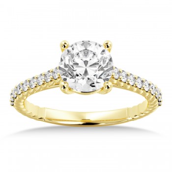 Rope Diamond Accented Engagement Ring 18k Yellow Gold (0.23ct)