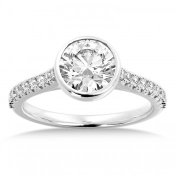Lab Grown Bezel Set Diamond Accented Engagement Ring Platinum (0.23ct)