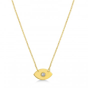 Diamond Evil Eye Pendant Necklace 14k Yellow Gold (0.03ct)
