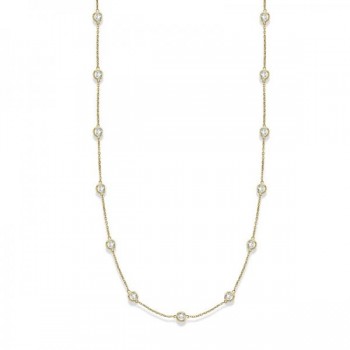 36 inch Long Diamond Station Necklace Strand 14k Yellow Gold (4.00ct)