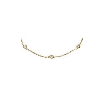 36 inch Long Lab Grown Diamond Station Necklace Strand 14k Yellow Gold (1.00ct)