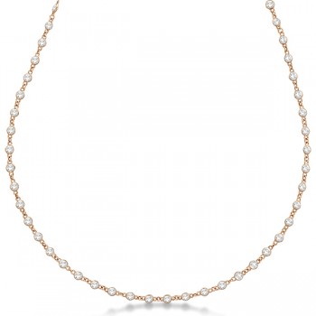 Lab Grown Diamond Station Eternity Necklace in 14k Rose Gold (10.00ct)