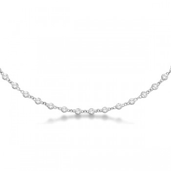 Diamond Station Eternity Necklace in 14k White Gold (3.04ct)