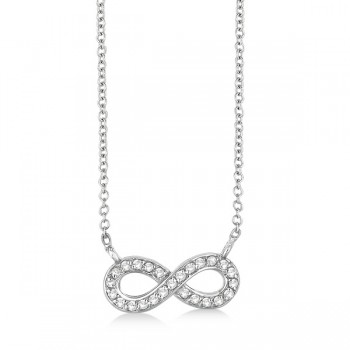 Pave-Set Diamond Infinity Pendant Necklace 14K White Gold (0.20ct)