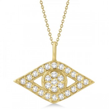 Evil Eye Diamond Pendant Necklace in 14k Yellow Gold Pave Set (0.50ct)