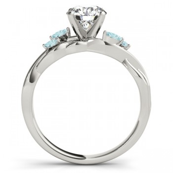 Twisted Round Aquamarines & Moissanite Engagement Ring Platinum (1.00ct)