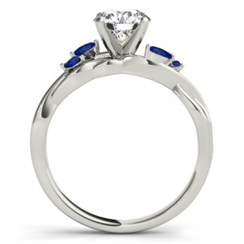 Heart Blue Sapphires Vine Leaf Engagement Ring 18k White Gold (1.50ct)