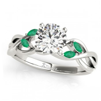 Twisted Round Emeralds & Moissanite Engagement Ring Platinum (0.50ct)