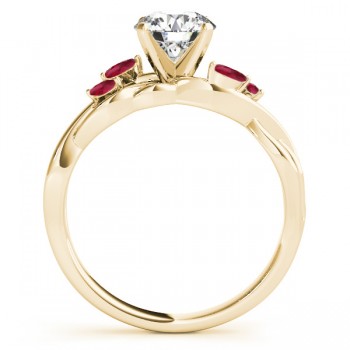 Twisted Princess Rubies Vine Leaf Engagement Ring 14k Yellow Gold (1.50ct)