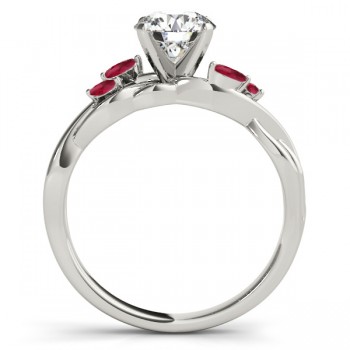 Twisted Cushion Rubies Vine Leaf Engagement Ring Platinum (1.50ct)