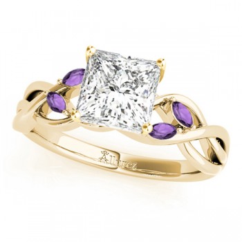 Twisted Princess Amethysts & Diamonds Bridal Sets 14k Yellow Gold (1.23ct)