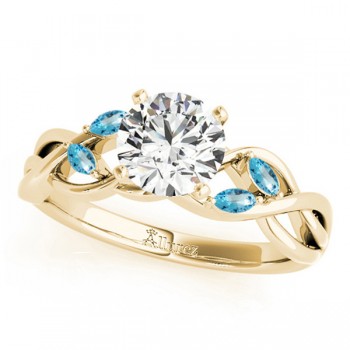 Twisted Round Blue Topazes & Diamonds Bridal Sets 14k Yellow Gold (0.73ct)