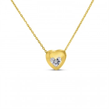 Heart White Topaz Bezel Pendant Necklace 14K Yellow Gold (0.30ct)