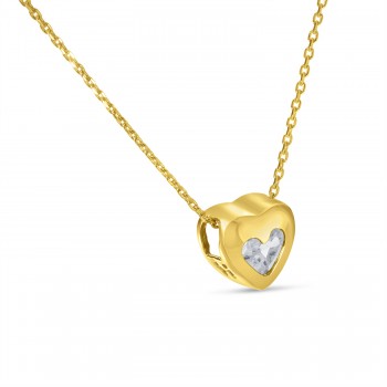 Heart White Topaz Bezel Pendant Necklace 14K Yellow Gold (0.30ct)