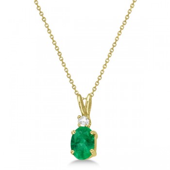 Oval Emerald Pendant with Diamonds 14K Yellow Gold (0.71ctw)