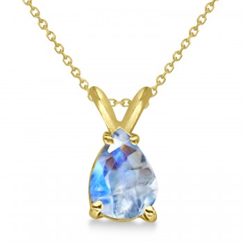 Pear-Cut Moonstone Solitaire Pendant Necklace 14K Yellow Gold (1.0ct)