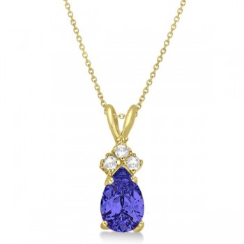 Pear Lab Tanzanite & Lab Grown Diamond Solitaire Pendant 14k Yellow Gold (0.75ct)