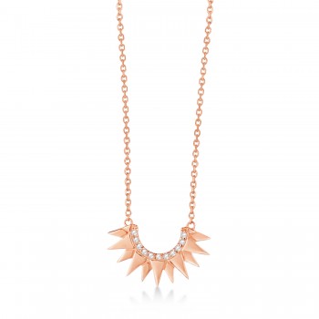 Diamond Sunburst Shaped Pendant Necklace 14k Rose Gold (0.06ct)