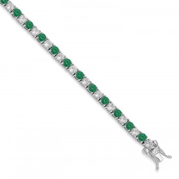 Emerald & White Topaz Tennis Bracelet in Sterling Silver (6.90ct)