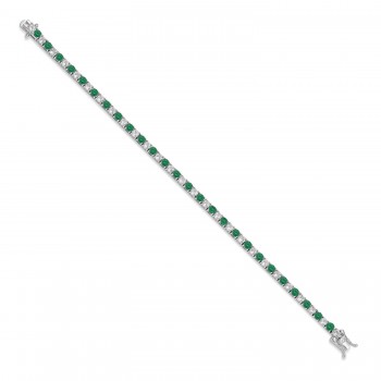 Emerald & White Topaz Tennis Bracelet in Sterling Silver (6.90ct)