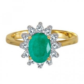 Lady Diana Oval Lab Emerald & Lab Grown Diamond Ring 14k Yellow Gold (1.50 ctw)