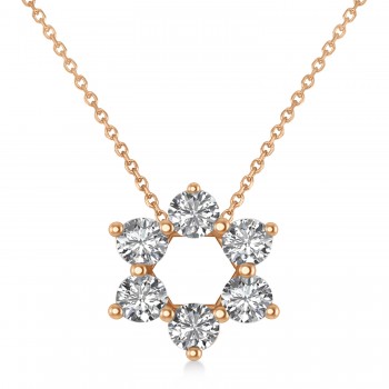 Lab Grown Diamond Jewish Star of David Pendant Necklace 14K Rose Gold (0.60ct)