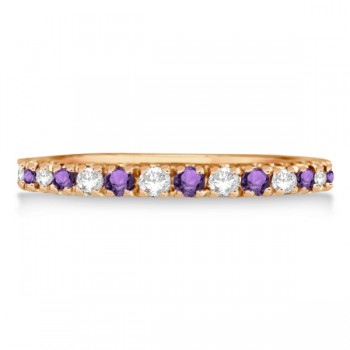 Diamond and Amethyst Ring Guard Stackable Band 14k Rose Gold (0.32ct)